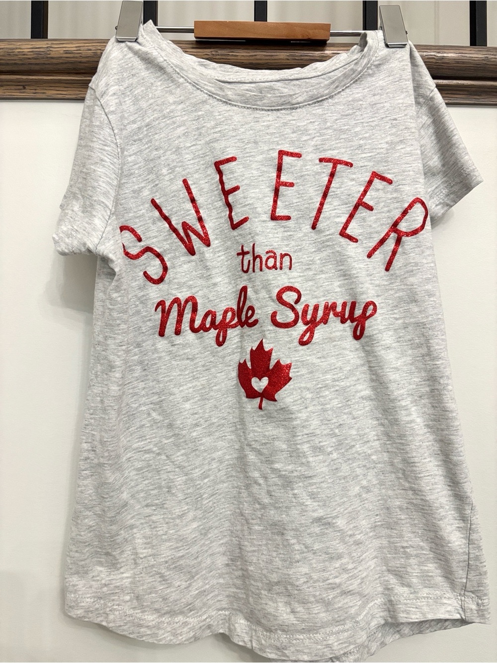 George Gray Tee with Red 'Sweeter than Maple Syrup' Graphic, size 10 girls